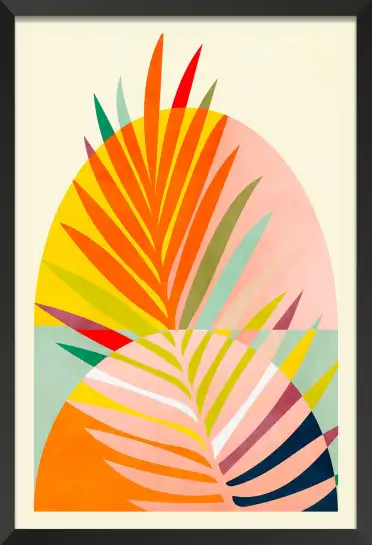 Affiche Feuilles Tropicales - Feuillages de palmiers aux couleurs vives