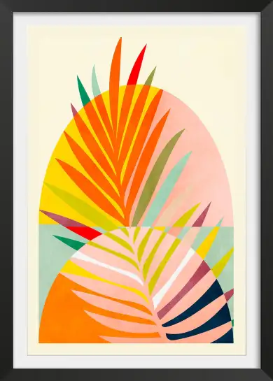 Affiche Feuilles Tropicales - Feuillages de palmiers aux couleurs vives