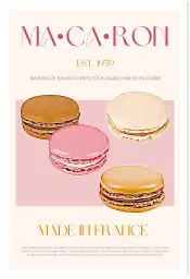 Affiche Cuisine Retro - Macarons français gourmands Made in France
