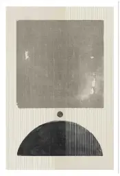Affiche Abstraite Contemporaine - Carré texturé et demi-cercle noir