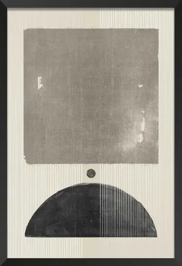 Affiche Abstraite Contemporaine - Carré texturé et demi-cercle noir