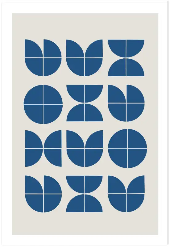 Affiche Motif Bleu Canard - Formes géométriques d'inspiration scandinave
