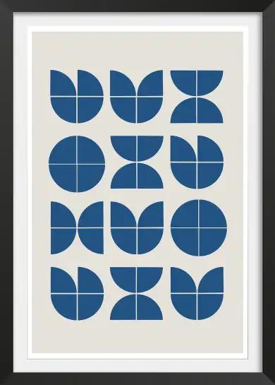 Affiche Motif Bleu Canard - Formes géométriques d'inspiration scandinave