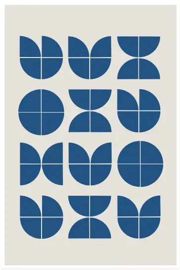 Affiche Motif Bleu Canard - Formes géométriques d'inspiration scandinave