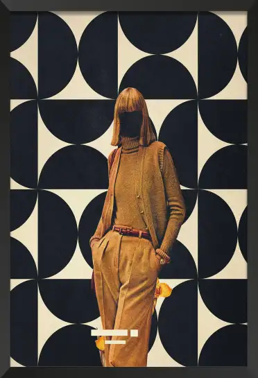 Affiche Style Rétro - Silhouette vintage et motifs géométriques noirs