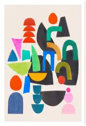 Affiche Formes Géométriques - Composition de papiers découpés multicolores