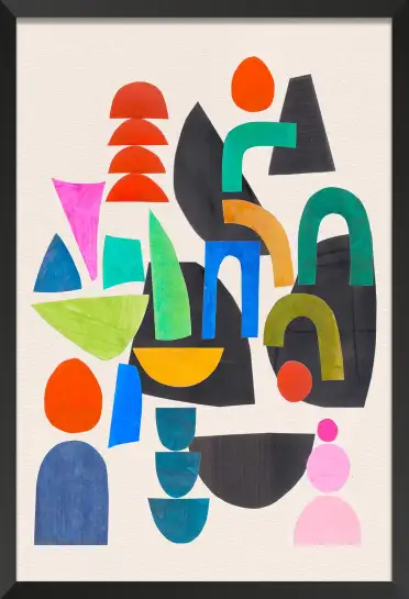 Affiche Formes Géométriques - Composition de papiers découpés multicolores