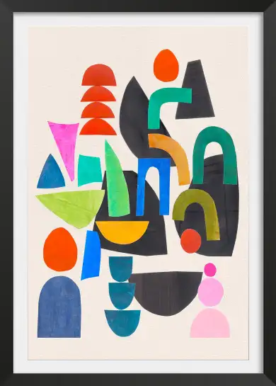 Affiche Formes Géométriques - Composition de papiers découpés multicolores