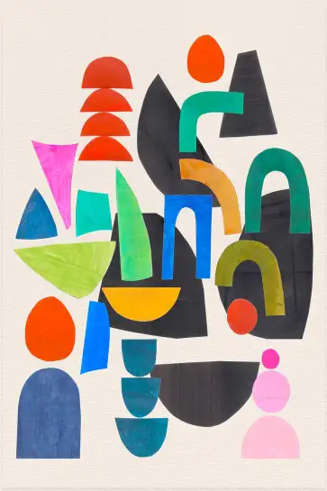 Affiche Formes Géométriques - Composition de papiers découpés multicolores