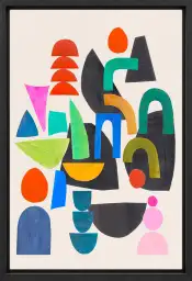 Affiche Formes Géométriques - Composition de papiers découpés multicolores