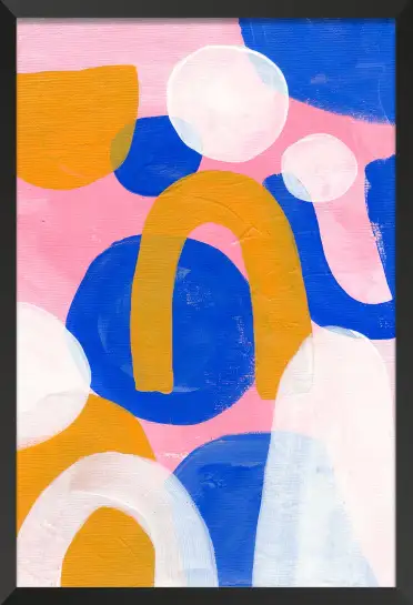 Affiche Abstraite Coloriée - Arches et cercles rose bleu orange