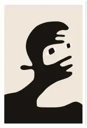 Affiche Portrait Abstrait - Silhouette noire et regard mystérieux