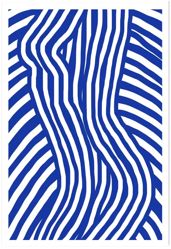 Tableau contemporain bleu motifs d'ondes