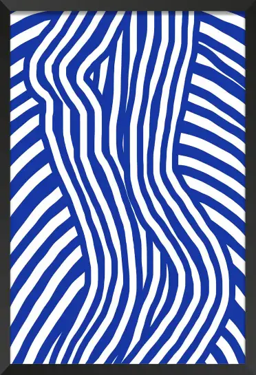 Tableau contemporain bleu motifs d'ondes
