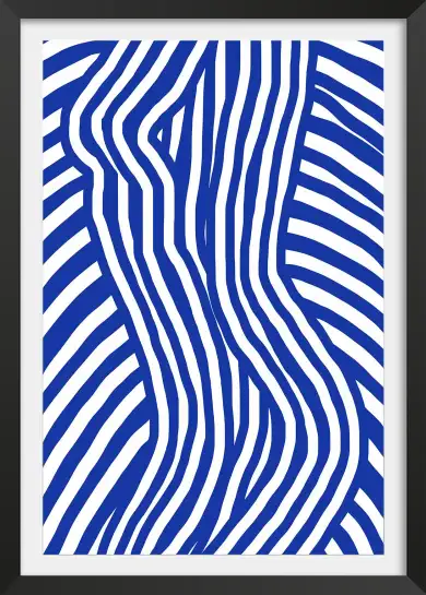 Tableau contemporain bleu motifs d'ondes