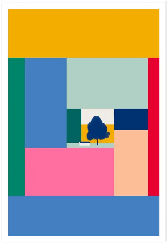 Affiche paysage abstrait géométrique