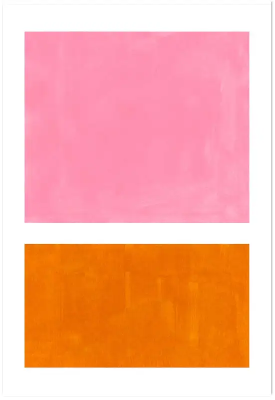 Tableau abstrait rose et orange - Composition minimaliste aux tons chaleureux