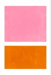 Tableau abstrait rose et orange - Composition minimaliste aux tons chaleureux