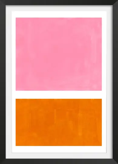 Tableau abstrait rose et orange - Composition minimaliste aux tons chaleureux
