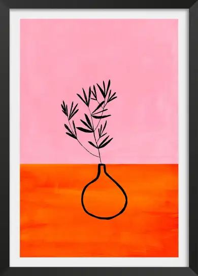 Tableau contemporain vase et feuillage
