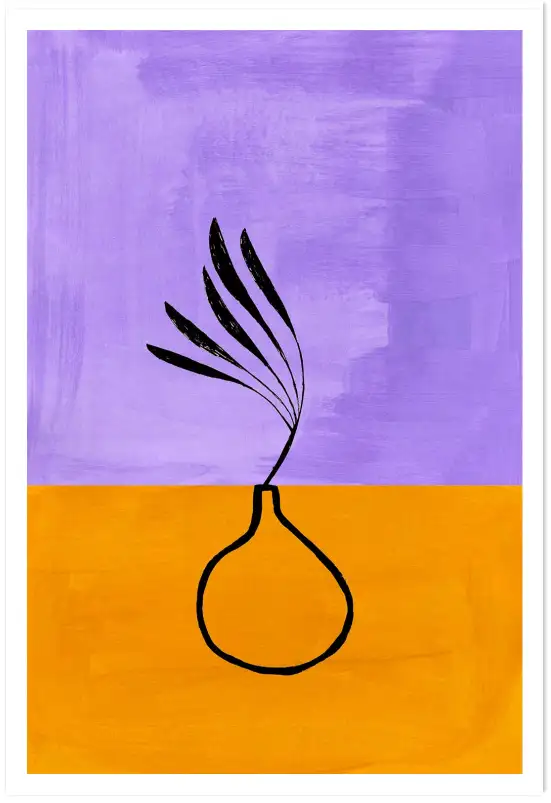 Tableau illustration vase violet et orange