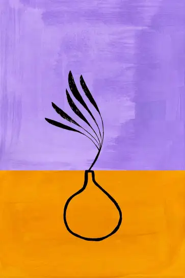 Tableau illustration vase violet et orange