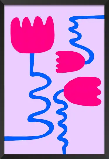Tableau illustration florale pop et rose