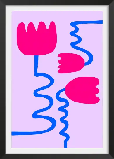 Tableau illustration florale pop et rose