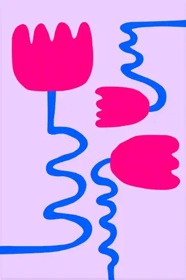Tableau illustration florale pop et rose