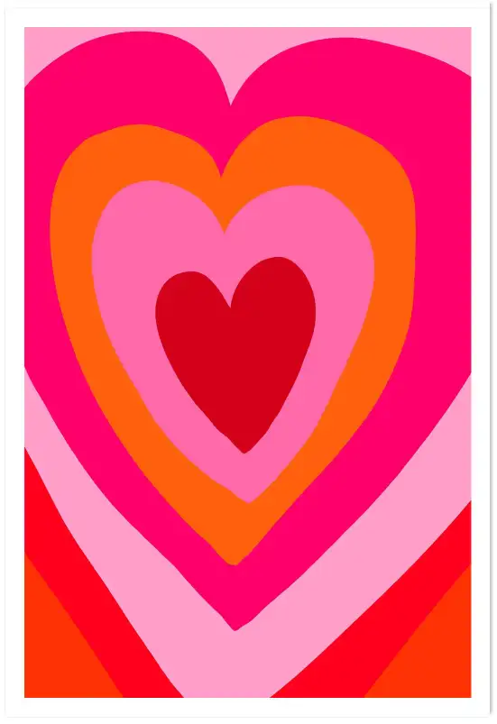 Tableau cœurs graphiques dégradé chaud
