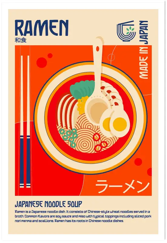 Tableau illustration cuisine japonaise ramen