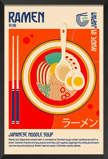 Tableau illustration cuisine japonaise ramen