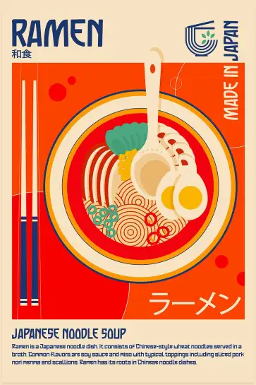 Tableau illustration cuisine japonaise ramen