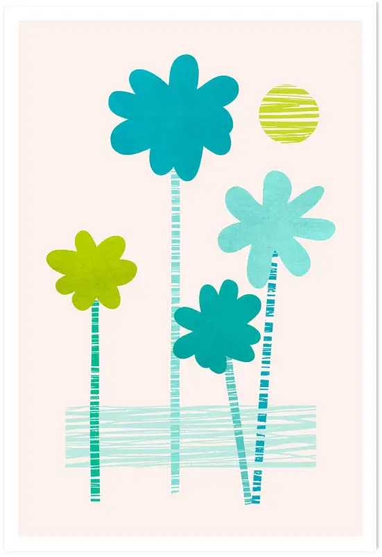 Tableau illustration palmiers pop