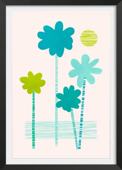Tableau illustration palmiers pop