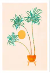 Affiche trois palmiers en pot pastel
