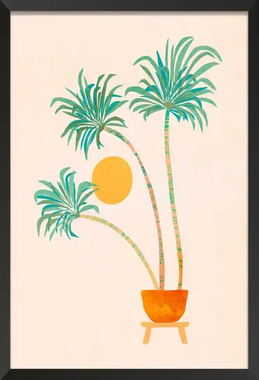 Affiche trois palmiers en pot pastel