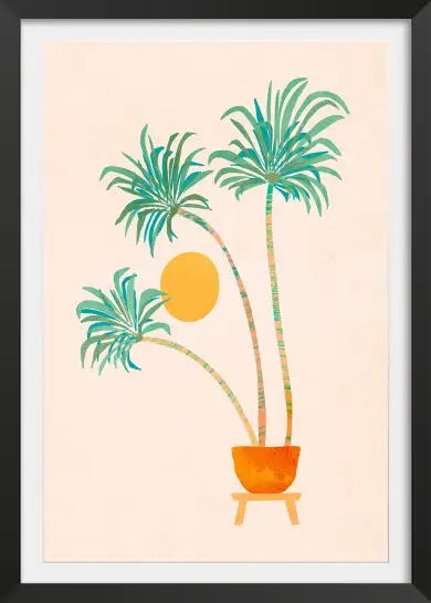 Affiche trois palmiers en pot pastel
