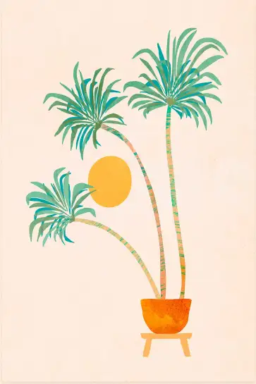 Affiche trois palmiers en pot pastel