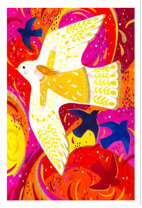 Affiche envol fantastique et colombe géante