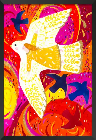 Affiche envol fantastique et colombe géante