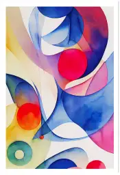 Affiche aquarelle abstraite formes et cercles