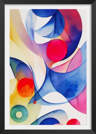 Affiche aquarelle abstraite formes et cercles