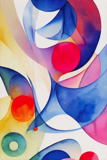 Affiche aquarelle abstraite formes et cercles