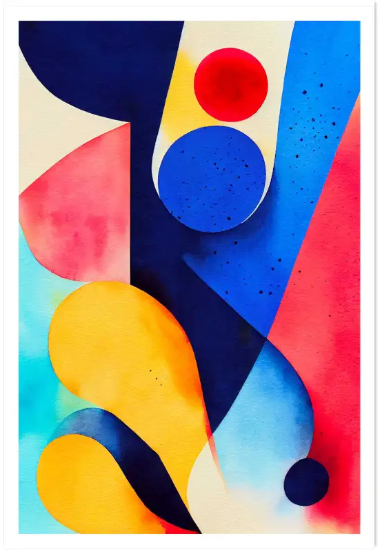 Affiche composition abstraite aquarelle vive