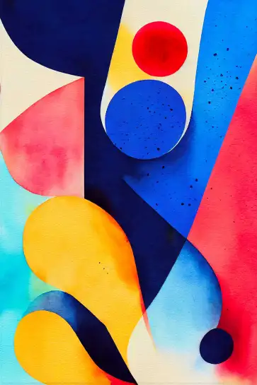 Affiche composition abstraite aquarelle vive