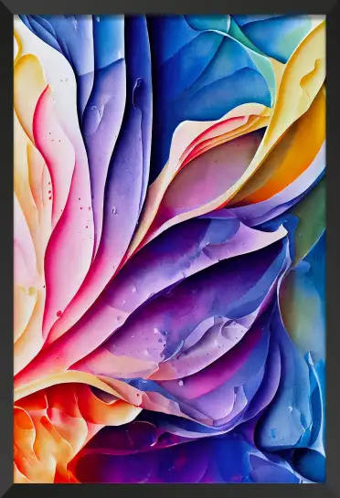 Affiche vagues végétales violettes et roses