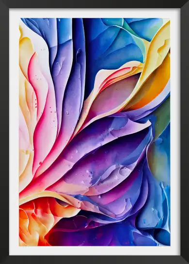 Affiche vagues végétales violettes et roses