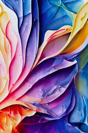 Affiche vagues végétales violettes et roses