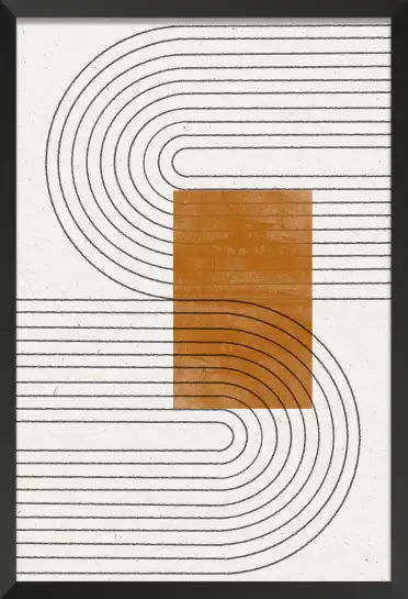 Affiche lignes sinueuses et bloc terre de sienne